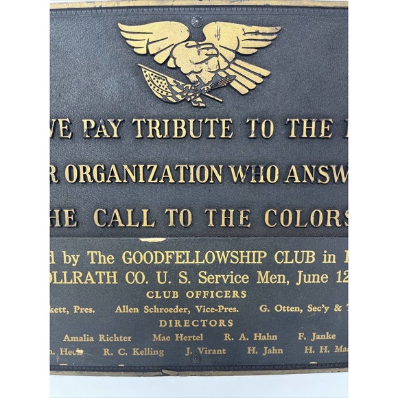 Vintage World War II 2 Plaque Vollrath military production co honoring soldiers - Picture 3 of 16